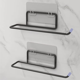 Plantex Self Adhesive GI Steel Toilet Paper Holder Self Adhesive/Toilet Paper Roll Holder/Tissue Paper Roll Holder for Bathroom (Black - Pack of 2)