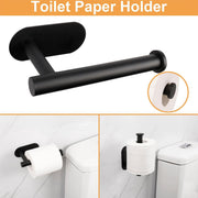 Plantex Stainless Steel Self Adhesive 16 inch Towel Holder/Napkin Holder/Paper Holder/Robe Hook for Bathroom/Bathroom Accessories - Combo -(Black, Pack of 2)
