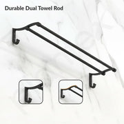 Plantex Stainless Steel Towel Hanger for Bathroom/Dual Towel Rod/Bar/Bathroom Accessories(24 Inch-Black-1007)