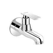 Plantex Pure Brass Bib Cock for Bathroom/Long Body Taps/Wall Mount Tap for Wash Basin with Teflon Tape & Wall Flange - Pack of 1 (Chrome, 3525)