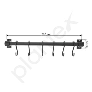 Plantex Stainless Steel Cloth Hanger Wall Mounted with Hanging Hooks/Hook Rail for Bathroom/Cloth Hanger for Wall - Kitchen Accessories (Black)