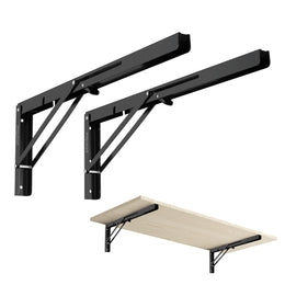 Plantex 20 Inch Foldable Shelf Bracket/GI Steel Multipurpose Bracket/L Bracket/Space Saving Bracket for Wall/Folding Table Bracket for Home & Office (Pair of 1, Black)