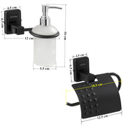 Plantex 304 Grade Stainless Steel Washroom Set of 2 - Toilet Paper Holder/Stand/Liquid Soap Dispenser - Darcy (Black)