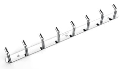 Plantex Wall Hooks for Hanging Cloth/Stainless Steel Towel Hangers/Bathroom Robe Hooks/Door Hangers/Wall Hook Rack/Hook Rail for Hanging Keys - 8 Hooks (Pack of 1, Chrome)