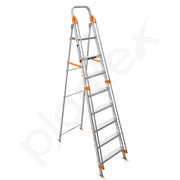 Plantex Secura 8 Step Aluminium Ladder for Home/Foldable Ladder with Safe Hand Rails/5 Year Manufacturer Warranty(Orange-Silver)