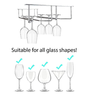Plantex Wine Glass Rack/Holder Upside Down Glass Hanging Organizer/Glass Hanging Stand for Pubs/Kitchen/Bars (Double Line / 16 x 9 Inches)