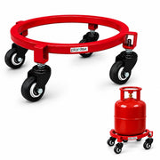 Plantex Cylinder Trolley with Wheels/Heavy Duty GI Steel Gas Stand with 4 Caster Wheels/Cylinder Stand for Home/Kitchen/Restaurant/LPG Gas Stand Trolley (Red, Pack of 1)