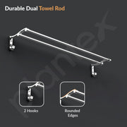Plantex Stainless Steel Dual Towel Rod for Bathroom/Towel Hanger/Towel Holder Stand/Bathroom Accessories (18 Inch - Chrome)