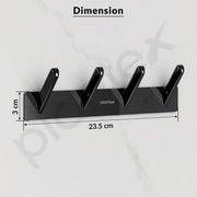 Plantex Wall Hooks for Hanging Cloth/Stainless Steel Towel Hangers/Bathroom Robe Hooks/Door Hangers/Square Wall Hook/Hook Rail for Hanging Keys - 4 Hooks (Pack of 1, PVD Black)