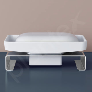 Plantex Stainless Steel and ABS Single Soap Dish for Bathroom/Soap Stand/Soap Holder/Bathroom Accessories - Table Top (Chrome & ABS)