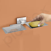 Plantex Stainless Steel Double Soap Dish/Soap Stand for Bathroom & Kitchen/Soap Holder/Bathroom Accessories - Nexa (Chrome)