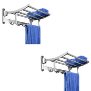 Plantex Stainless Steel Folding Towel Rack for Bathroom/Towel Shelf for Bathroom/Towel Hanger/Bathroom Accessories - 24 Inch (Pack of 2)