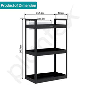 Plantex 3 Tier Self Adhesive Bathroom Shelf/Multipurpose Bathroom Countertop Storage Shelf/Metal Standing Spice Rack Storage Organizer for Kitchen(Black, Powder Coated)