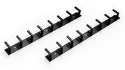 Plantex Aluminum Hook Rail with L-Shape Hooks for Walls of Bathroom/Kitchen–Hook Rail Bar for Clothes/Towel/Keys-Pack of 2 (8 Hooks, Black)