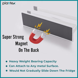 Plantex Magnetic Double Napkin Holder/Towel Holder/Towel Hanger for Kitchen/Bathroom/Bathroom Accessories- (White)