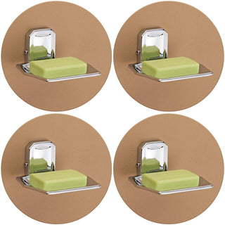 Plantex 304 Grade Stainless Steel Soap Dish/Soap Stand/Bathroom Soap Holder/Soap Case Bathroom Accessories Pack of 4, Cute (Chrome)