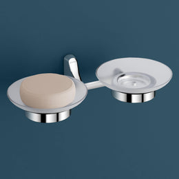 Plantex Rich Brass Unique Dual Soap Dish for Bathroom/Wall Mounted Soap Holder/Soap Stand/Bathroom Accessories (Chrome)