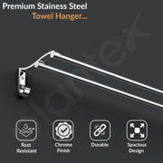 Plantex Stainless Steel Dual Towel Rod for Bathroom/Towel Holder/Bathroom Towel Hanger for Wall/Bathroom Accessories - 24 Inch (Chrome)