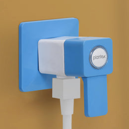 Plantex Ptmt Es-114 Single Way Angle Valve With Plastic Wall Flange And Teflon Tape For Bathroom| Washing Machine| Uncoated Garden Tap (Blue & White)