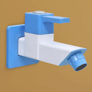 Plantex PTMT ES-111 Bib Cock Polished Water Tap For Bathroom With Water Saving Aerator/Bib Tap With Teflon Tape And Plastic Wall Flange (Blue & White)