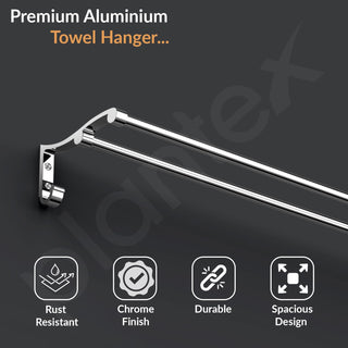 Plantex Aluminum Dual Towel Rod/Towel Rack for Bathroom/Towel Bar/Hanger/Stand/Bathroom Accessories (24 Inch - Chrome Finish)