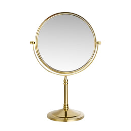 Plantex Premium Brass Magnifying Mirror/Two-Sided 360Â° Swivel Makeup Mirror With 5x/1x Magnification/Table Mirror (8 Inch-Golden/Tabletop)