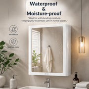 Plantex Acrylonitrile Butadiene Styrene Durable Bathroom Cabinet with Mirror/Premium Multipurpose Bathroom Mirror with Storage/Mirror with Shelf (14X18 Inch-White)