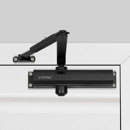 Plantex Aluminium Door Closer for Wooden Doors - Hydraulic Automatic Soft Close for Hotel/Home/Office - ISO 9001 Certified (MI-100, Capacity - 75 Kg, Black)