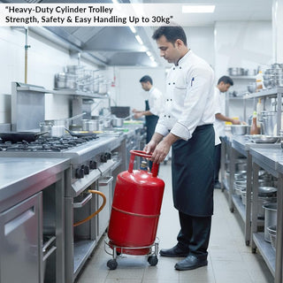 Plantex Stainless Steel Cylinder Trolley with Wheels/Easy to Move/LPG Cylinder Trolley