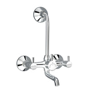 Plantex Wall Mixer for Bathroom 2 in 1 with L-Bend Connecter for Overhead Shower with Brass Spindle/Mixer with Nickel Chrome Mirror Finish/Teflon Tape and Wall Flange-(Mks-1279)