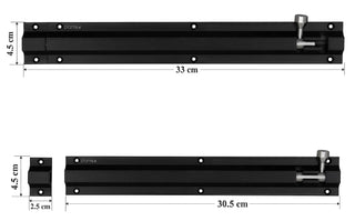 Plantex Stainless Steel 12-inch Tower Bolt/Tower Bolt for Home,Offices Doors and Windows/Tower Bolt for Main Door/Wardrobe Door Latch/Kundi/Chitakini/Door Latch for Windows (Black Finish, Pack of 8)