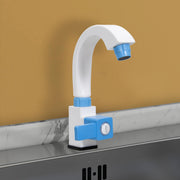 Plantex PTMT ES-116 Single Lever Swan Neck Sink Tap with Wall Flange/360° Swivel Spout with Water Saving Nozzle for Kitchen Sink Tap (Blue & White)