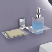 Plantex 304 Grade Stainless Steel 2in1 Soap Holder with Soap Dispenser/Soap Dish/Handwash Dispenser/Bathroom Accessories - Chrome