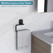 Plantex Cute 304 Grade Stainless Steel Towel Rack for Bathroom/Double Soap Holder/Napkin Ring/Bathroom Accessories - Black