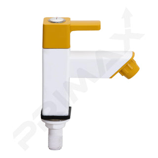 Primax PTMT EDS-123 Single Lever Pillar Cock/Table Top Wash Basin Tap/Water Faucet for Kitchen Sink (Yellow & White)