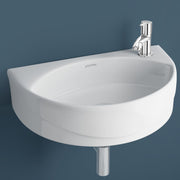 Plantex Ceramic Basin with Stainless Steel Pillar Cock/Wall Hung Basin/Deck Mount Tap/Basin for Bathroom - (Cody - Combo)