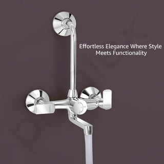 Plantex Wall Mixer 2 in 1 with L-Bend Connector and Water-Saving Aerator/Wall Mixer/Mixture Tap for Bathroom - (APS-1289 Chrome)