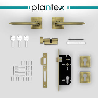 Plantex Heavy Duty Door Lock - Main Door Lock Set with 3 Keys/Mortise Door Lock for Home/Office/Hotel (7105 - Brass Antique)