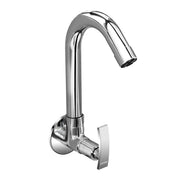 Plantex Sink Tap for Kitchen Basin with Water-Efficient Tap Aerator/Brass Spindle Kitchen Sink Spout with Wall Flange with Teflon Tape/Wash Basin Tap-(SMR-1267-Chrome)