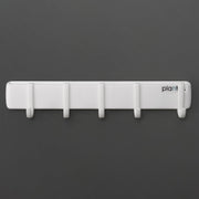 Plantex Magnetic Hook Rail with J-Shape/ABS Plastic Hooks for Wall Without Drilling/Hook Rail Bar for Clothes/Towel/Keys (5 Hooks - White)