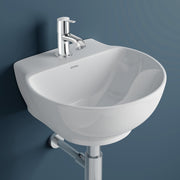Plantex Ceramic Basin with Stainless Steel Pillar Cock/Wall Hung Basin/Deck Mount Tap/Basin for Bathroom - (Rosy - Combo)