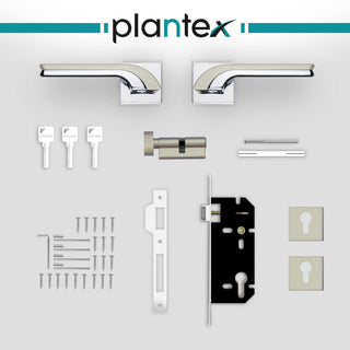 Plantex Heavy Duty Door Lock - Main Door Lock Set with 3 Keys/Mortise Door Lock for Home/Office/Hotel (7094 - Satin White & Chrome)