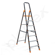 Plantex Allsafe Aluminium Step Ladder for Home/7 Step Anti Skid Ladder/Wide Step Ladder (Black & Orange))