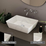 Plantex Counter Top WashBasin for Bathroom/Granite Quartz Rectangle Tabletop Wash Basin/Vessel Sink Wash Basin Over Counter for Home/Restaurant (Grey Stone - 18 x 13 x 5 Inch)