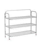 Plantex Stainless Steel Shoe Rack for Home/3 Tier Slipper Stand for Home & Outdoor/Durable Shoe Organizer Stand/Space Saving Footwear Rack - (Silver)