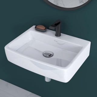 Plantex Ceramic Wall Hung Basin/Washbasin for Bathroom/Wall Mounted Wash Basin/Sink for Living Room (Bolton, White)