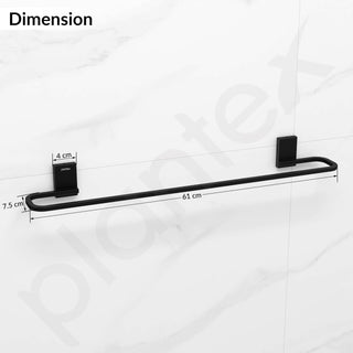 Plantex 304 Stainless Steel Single Towel Rod for Bathroom/Cloth Hanger for Wall/Bathroom Towel Hanger/Bathroom Accessories - Crystal (Black)