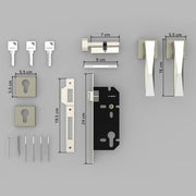 Plantex Main Door Lock/Mortise Lock for Door with 3 Years of Warranty - Robust Door Lock for Home with Brass Lock Body & Cylinder(7085 - Chrome & Satin White)