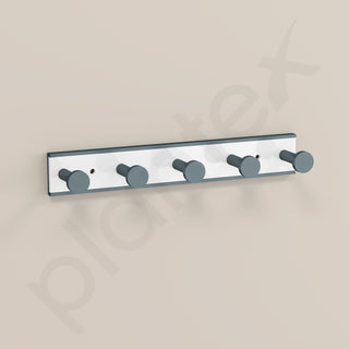 Plantex Cloth Hanger for Bathroom/Acrylic Hook Rail with 5 Hooks/Towel Hanger/Wall Mount Hook Rail Bar for Kitchen/Key Holder (Grey and Milky White)