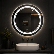 Plantex Glass Mirror With Light With 3 Tone/Touch Wall Mount Mirror For Bedroom/Dressing Room/Living Room - Round Shape (24 Inch), White